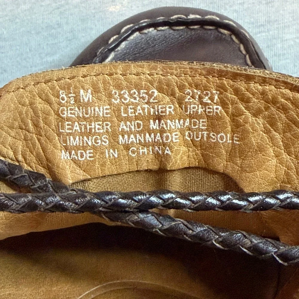 Timberland Smart Comfort Brown Leather Loafers Moc Toe Braided Slip On  8.5M